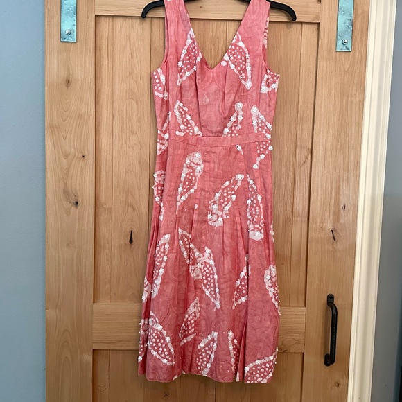 Tory Burch Runway Helen Batik Dress Beaded Appliqué Floral Size 4 - EUC! - Picture 4 of 8